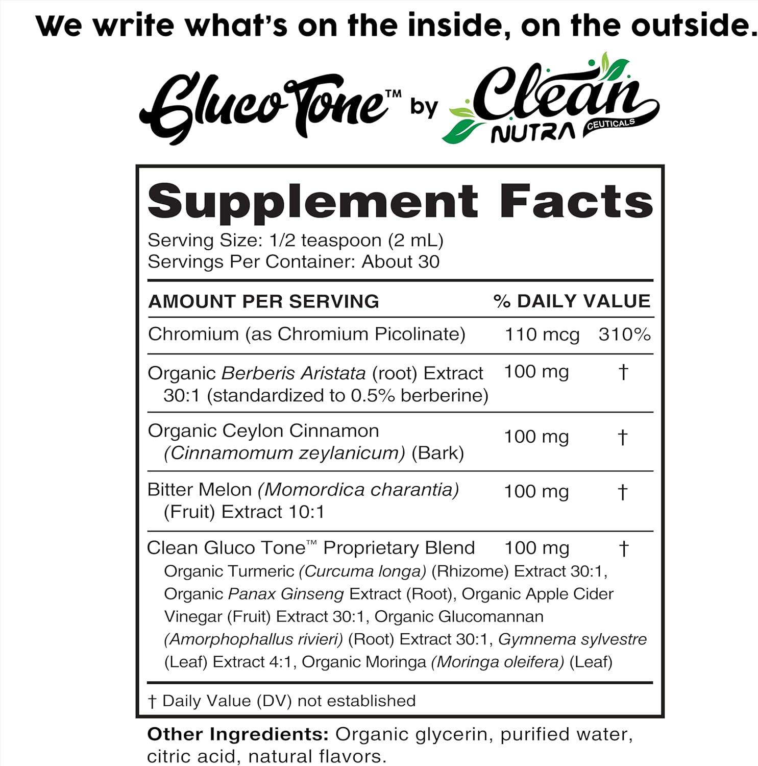 image:imageClean Nutra Berberine with Ceylon Cinnamon Supplement Liquid Drops Bitter Melon Extract Glucomannan Gymnema Chromium Turmeric Organic Panax Ginseng Moringa GLP1 Support1