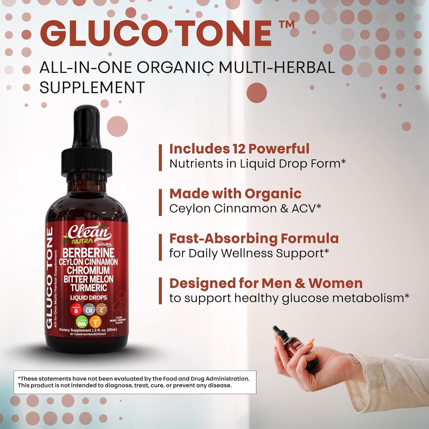 image:imageClean Nutra Berberine with Ceylon Cinnamon Supplement Liquid Drops Bitter Melon Extract Glucomannan Gymnema Chromium Turmeric Organic Panax Ginseng Moringa GLP1 Support2