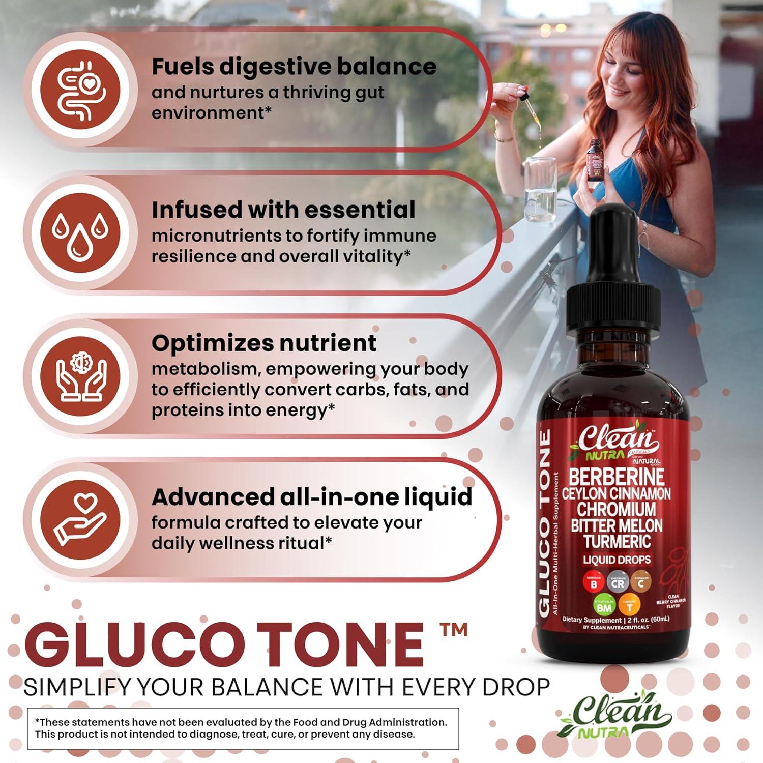 image:imageClean Nutra Berberine with Ceylon Cinnamon Supplement Liquid Drops Bitter Melon Extract Glucomannan Gymnema Chromium Turmeric Organic Panax Ginseng Moringa GLP1 Support2