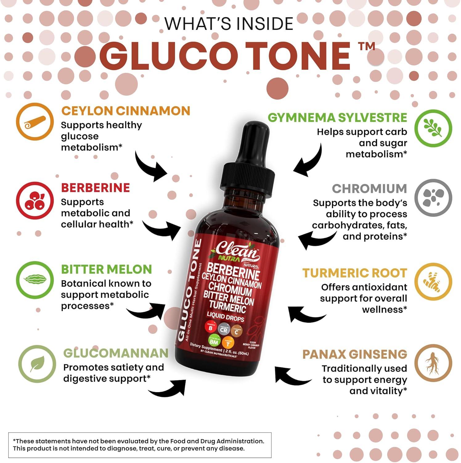 image:imageClean Nutra Berberine with Ceylon Cinnamon Supplement Liquid Drops Bitter Melon Extract Glucomannan Gymnema Chromium Turmeric Organic Panax Ginseng Moringa GLP1 Support2