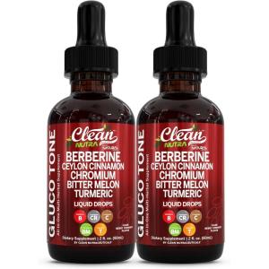 Clean Nutra Berberine with Ceylon Cinnamon Supplement Liquid Drops + Bitter Melon Extract, Glucomannan, Gymnema, Chromium, Turmeric, Organic Panax Ginseng, Moringa GLP-1 Support(2)