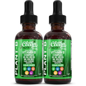 Vitamin B Complex Liquid Drops | Thiamine B1, B6, B2, B3, B4, B5, B7 B9, B12, Niacinamide, Paba, Choline Inositol Taurine Probiotics Beet Root Spirulina – Plant-B Vitamin Supplements by Clean Nutra(2)