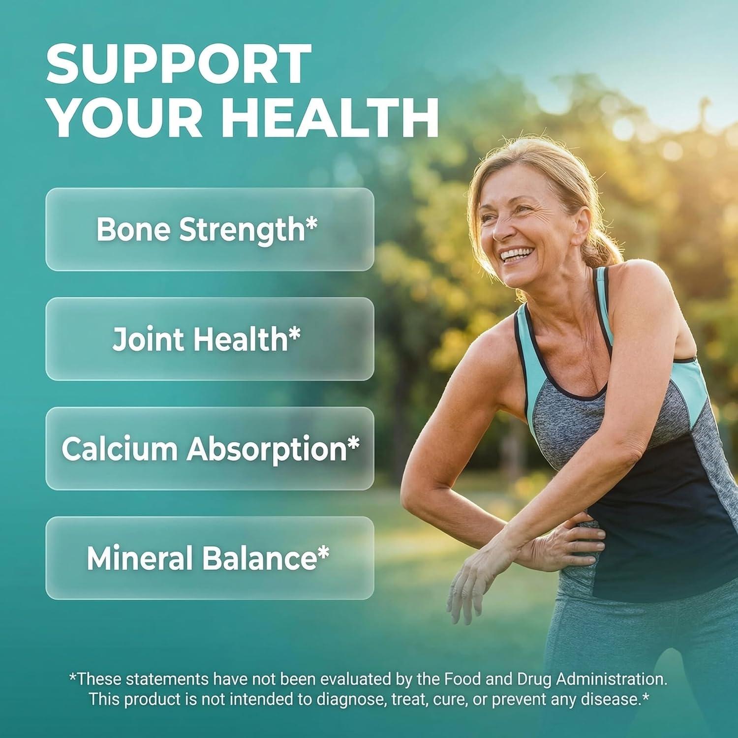 image:imageAllin1 Calcium Magnesium Zinc Supplement with Potassium Copper Strontium Silica Vitamin D3 K2 Boron Vitamin B1 B12 Red Clover Herb Alfalfa Basil Pills for Men amp Women Clean Nutra Osteo Defend