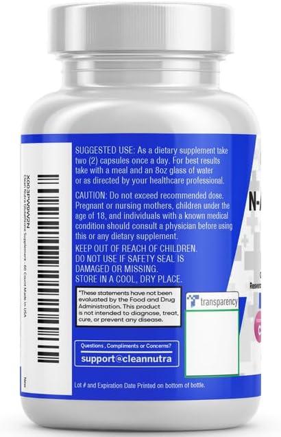 image:imageClean Nutraceuticals Glutathione 500mg Supplement with Vitamin C N Acetyl Cysteine 600mg Berberine 1000mg Resveratrol Quercetin Alpha Lipoic Acid Reduced L Glutathion Free Form Women 60 Ct USA Made