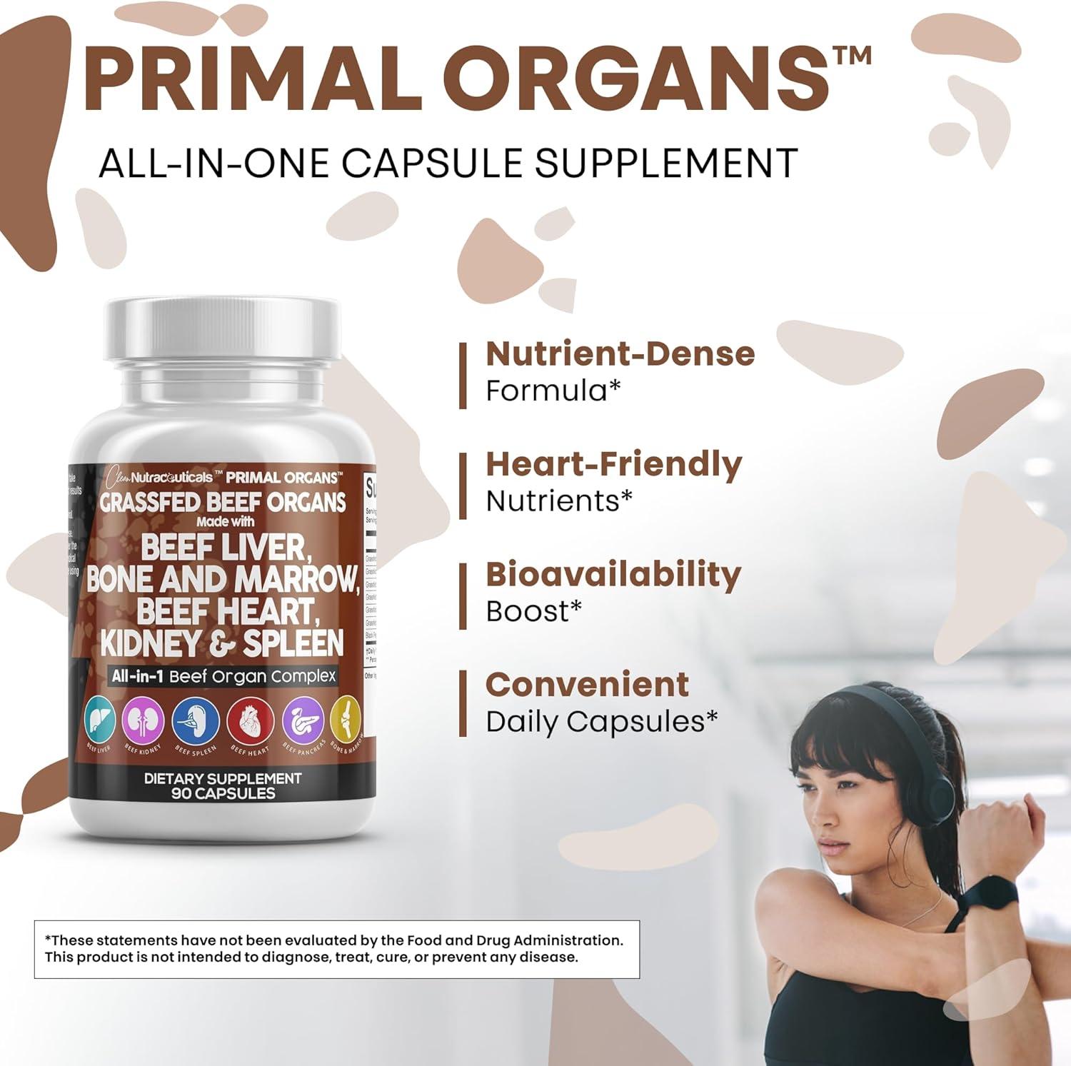 image:imageClean Nutraceuticals Grass Fed Beef Liver Capsules Premium Quality Supplement Packed with Desiccated Beef Heart Spleen Pancreas Plus Bone amp Marrow Dao Enzyme Pills90 Count Pack of 1