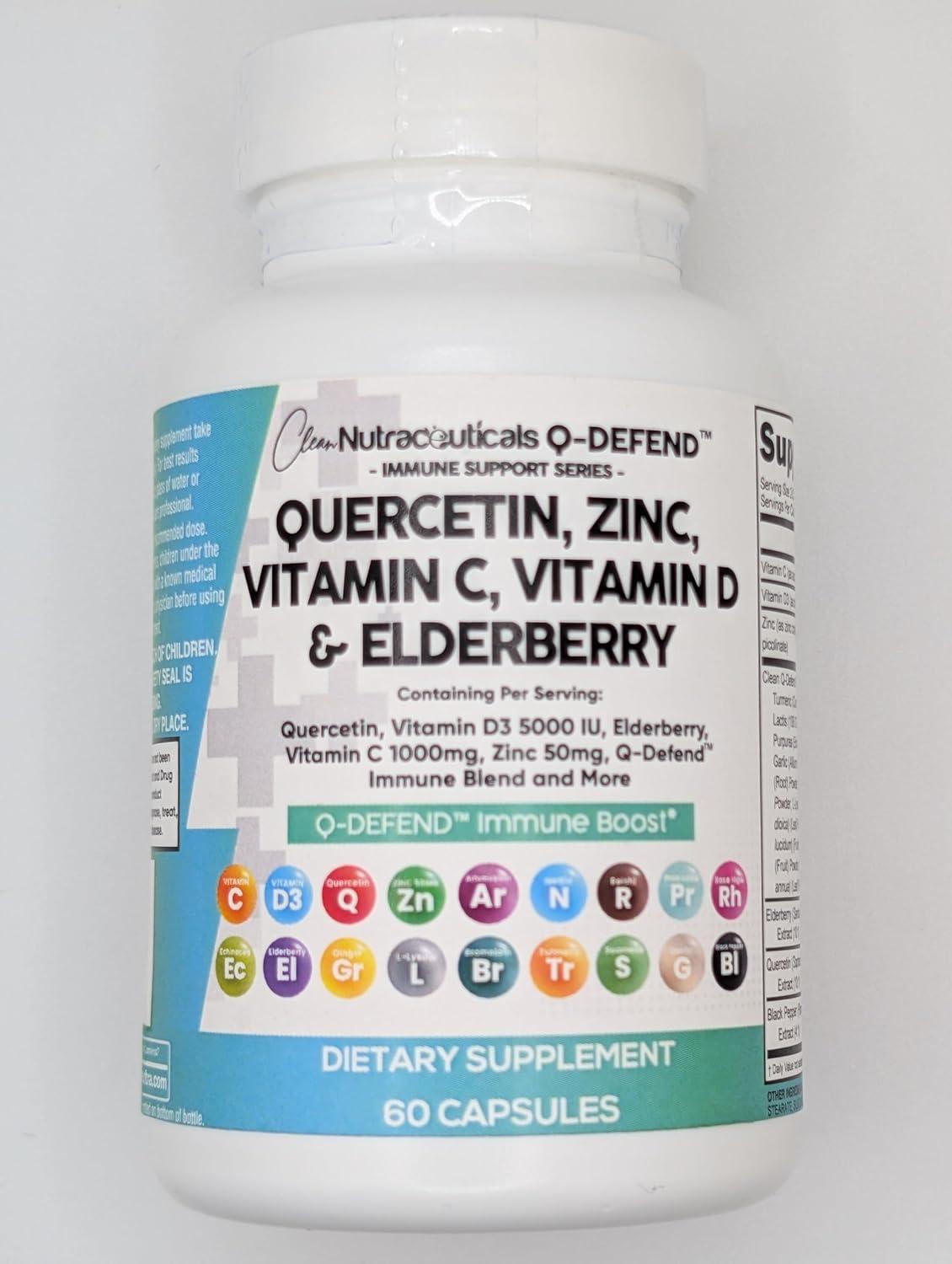 image:imageClean Nutraceuticals Quercetin Zinc Vitamin C Vitamin D Bromelain Elderberry Immune Defense Support Supplement Adults w Artemisinin Sea Moss Echinacea Garlic Allergy Relief 2pack
