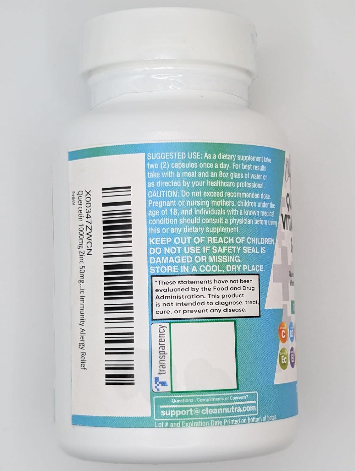 image:imageClean Nutraceuticals Quercetin Zinc Vitamin C Vitamin D Bromelain Elderberry Immune Defense Support Supplement Adults w Artemisinin Sea Moss Echinacea Garlic Allergy Relief 2pack