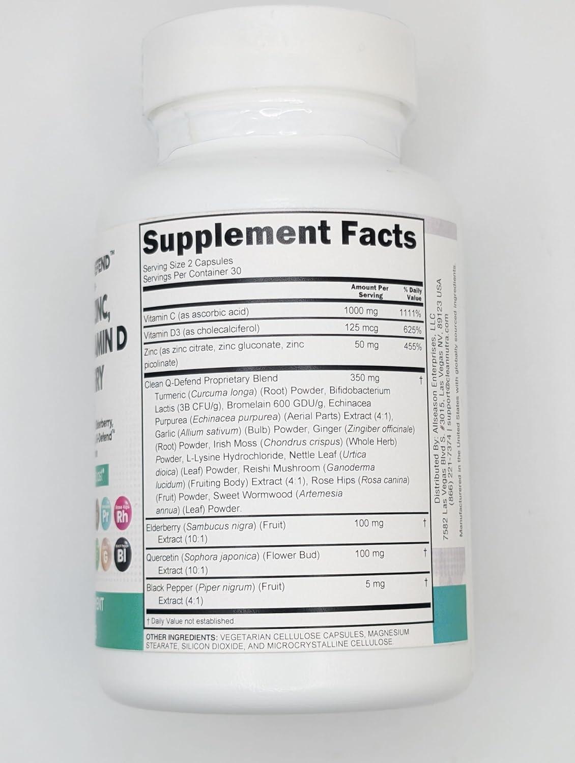 image:imageClean Nutraceuticals Quercetin Zinc Vitamin C Vitamin D Bromelain Elderberry Immune Defense Support Supplement Adults w Artemisinin Sea Moss Echinacea Garlic Allergy Relief 2pack