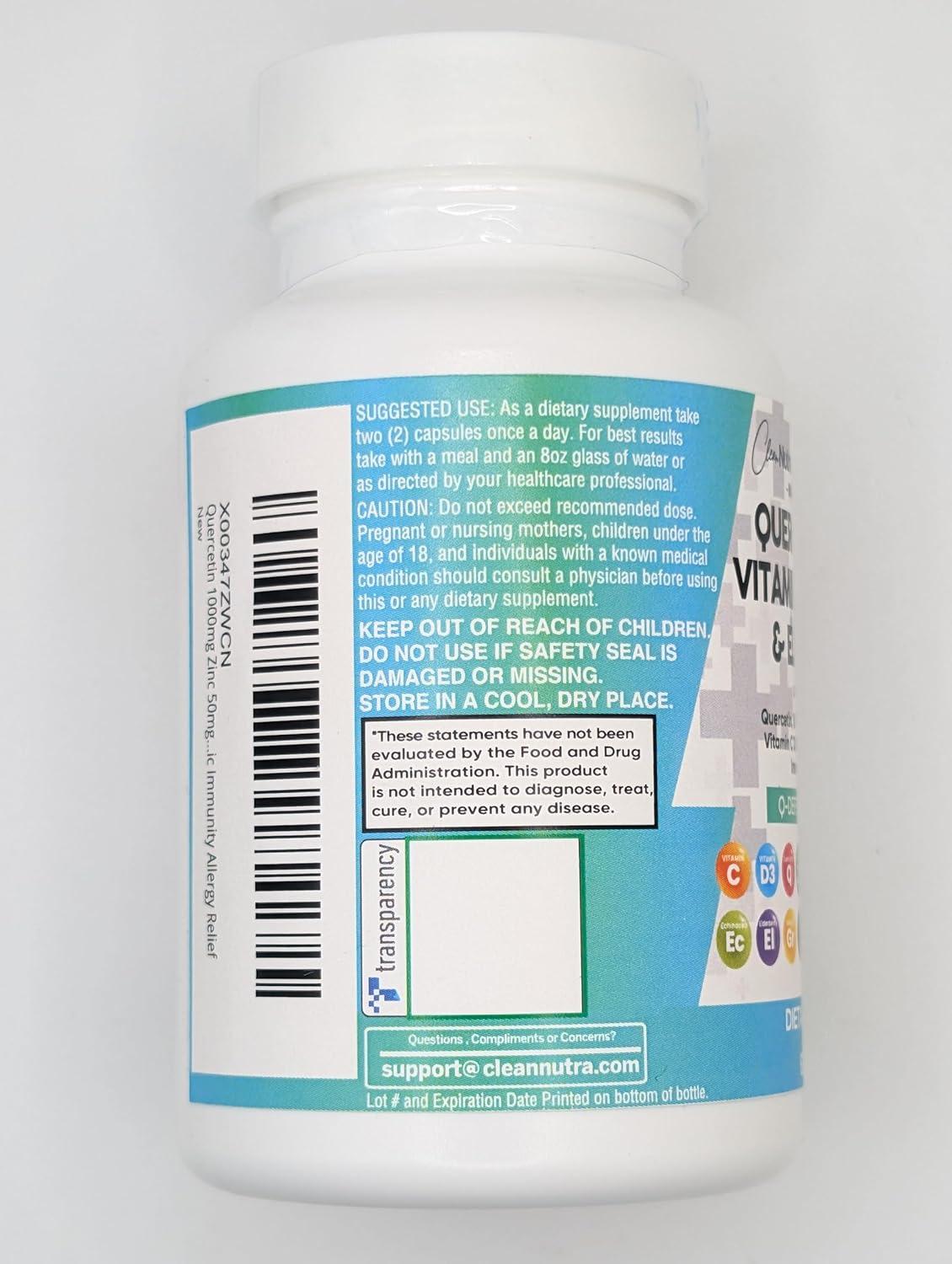 image:imageClean Nutraceuticals Quercetin Zinc Vitamin C Vitamin D Bromelain Elderberry Immune Defense Support Supplement Adults w Artemisinin Sea Moss Echinacea Garlic Allergy Relief 2pack