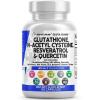 image:imageClean Nutraceuticals Glutathione 500mg Supplement with Vitamin C N Acetyl Cysteine 600mg Berberine 1000mg Resveratrol Quercetin Alpha Lipoic Acid  Reduced L Glutathion Free Form Women 60 Ct USA Made
