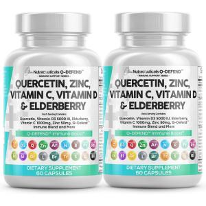 Clean Nutraceuticals Quercetin Zinc Vitamin C Vitamin D Bromelain Elderberry – Immune Defense Support Supplement Adults w Artemisinin, Sea Moss, Echinacea, Garlic Allergy Relief (2pack)