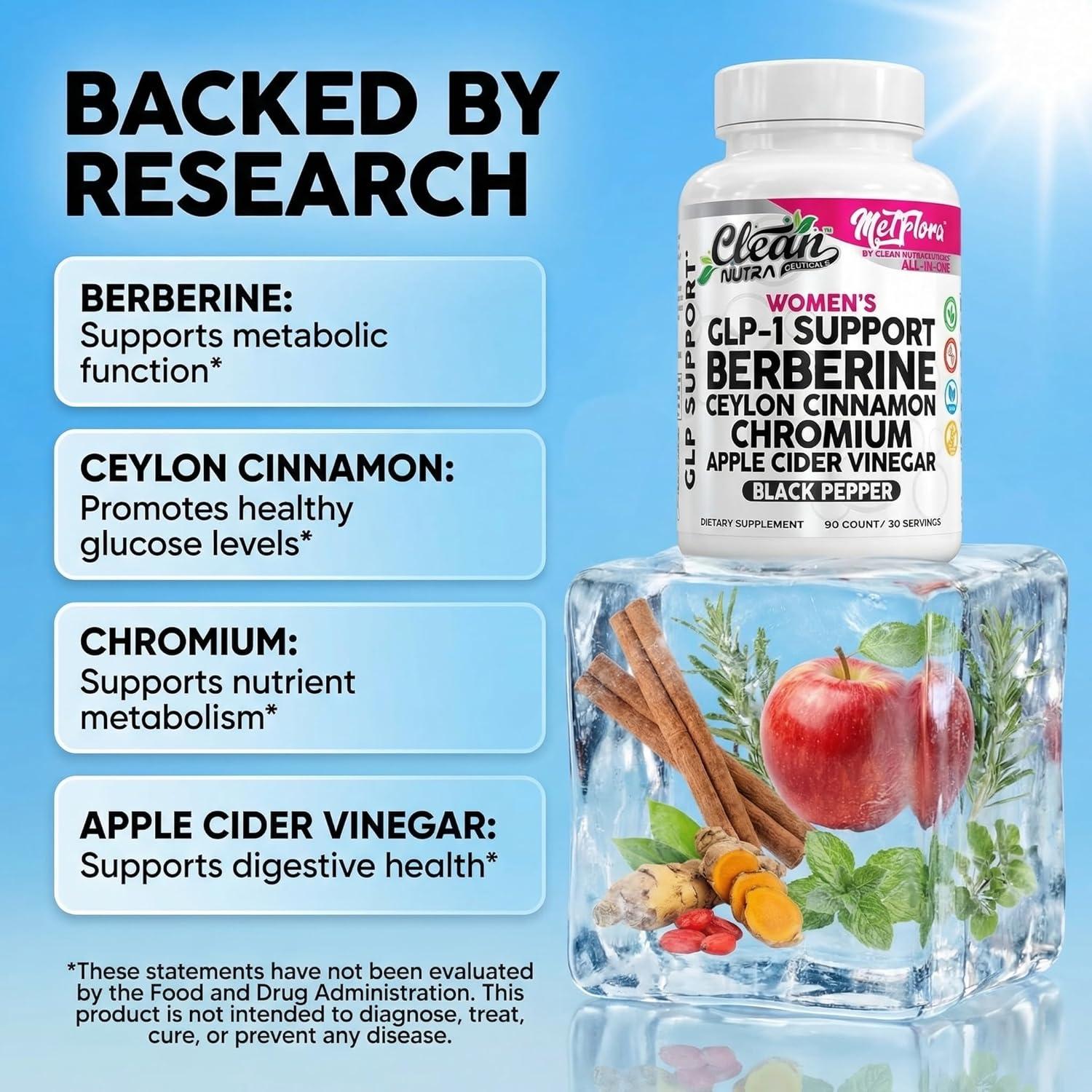 image:imageBerberine 1500mg Supplement with Apple Cider Vinegar Capsules Womens GLP1 Support with Ceylon Cinnamon Chromium Picolinate amp Black Pepper Extract Metabolic Wellness 90 Vegetarian Capsules