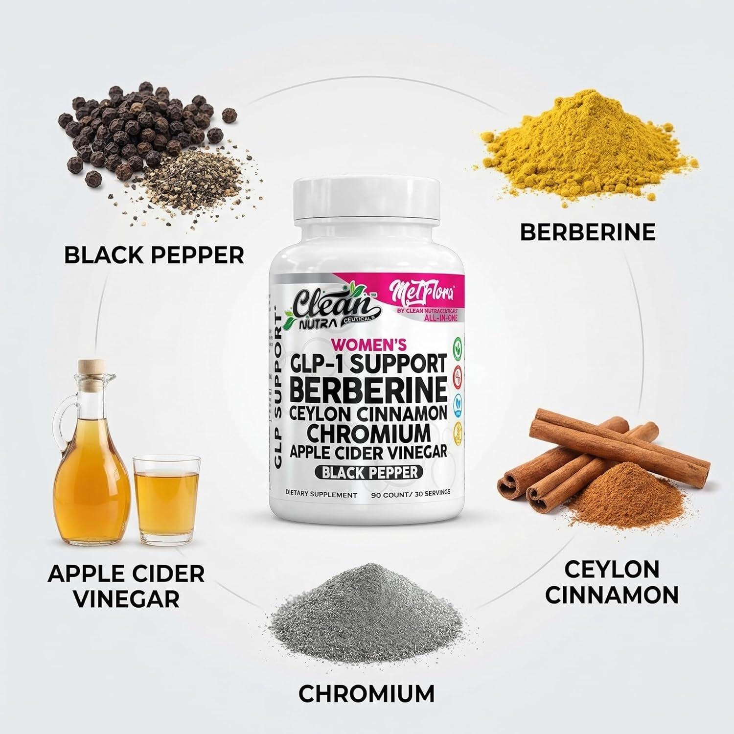 image:imageBerberine 1500mg Supplement with Apple Cider Vinegar Capsules Womens GLP1 Support with Ceylon Cinnamon Chromium Picolinate amp Black Pepper Extract Metabolic Wellness 90 Vegetarian Capsules