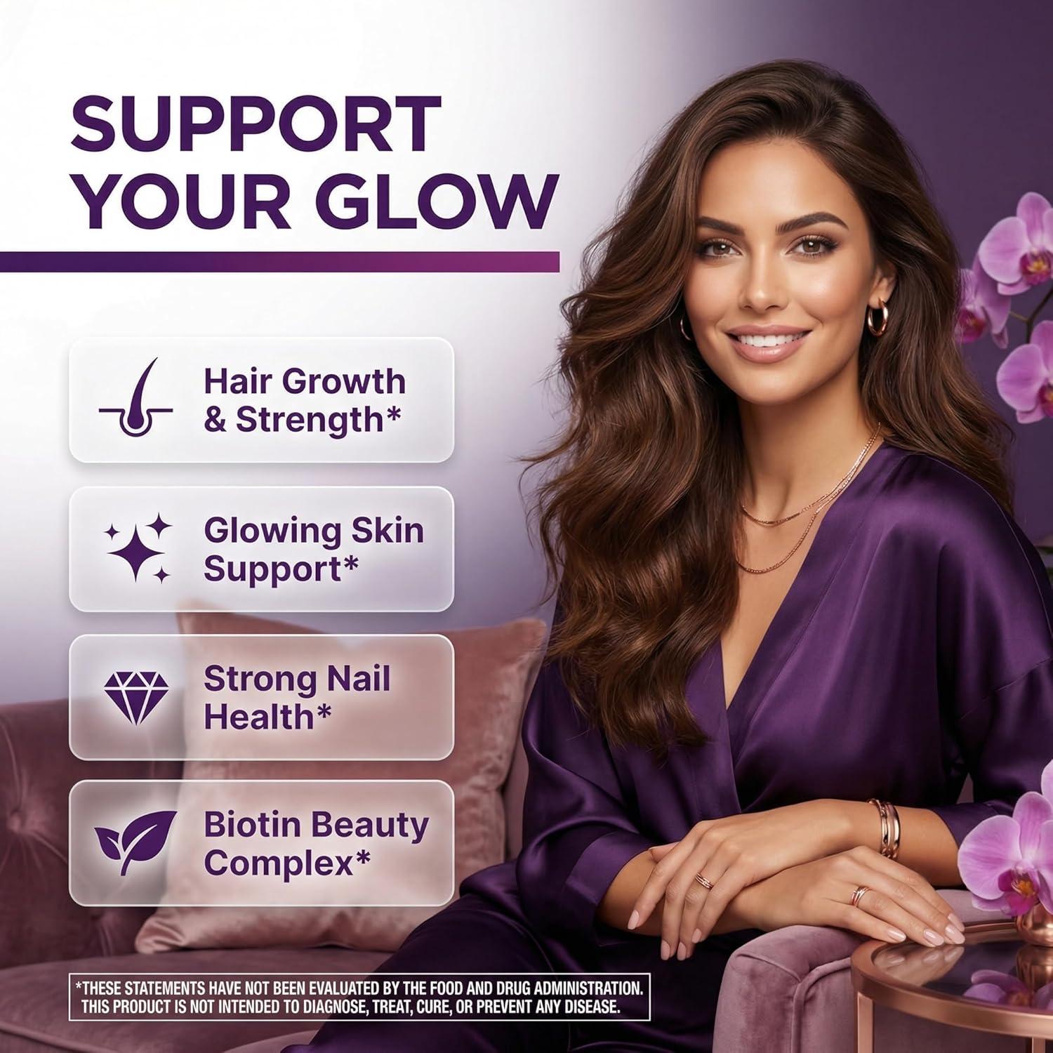 image:imageClean Nutra Biotin Gummies Collagen Hyaluronic Acid Keratin Hair Vitamins Supplement Hair Growth Support Skin amp Nails Vitamins C D E B6 amp B12 US Made for Women amp Men 60 Gummy Count