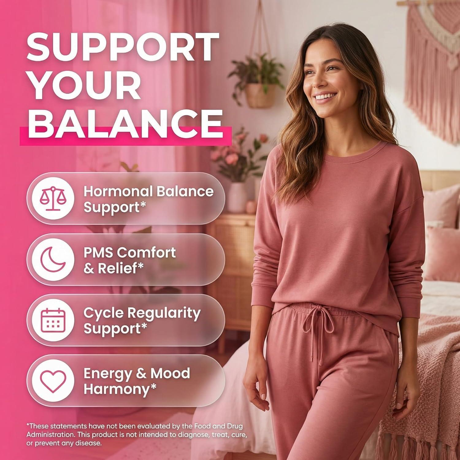 image:imageClean Nutra Feminine Balance Gummies for Women Pineapple VaginalProbiotics pH Balance Cranberry D Mannose Supplement Inositol Black Cohosh Evening Primrose Garlic Vitex GLA Prebiotics Folate 60ct
