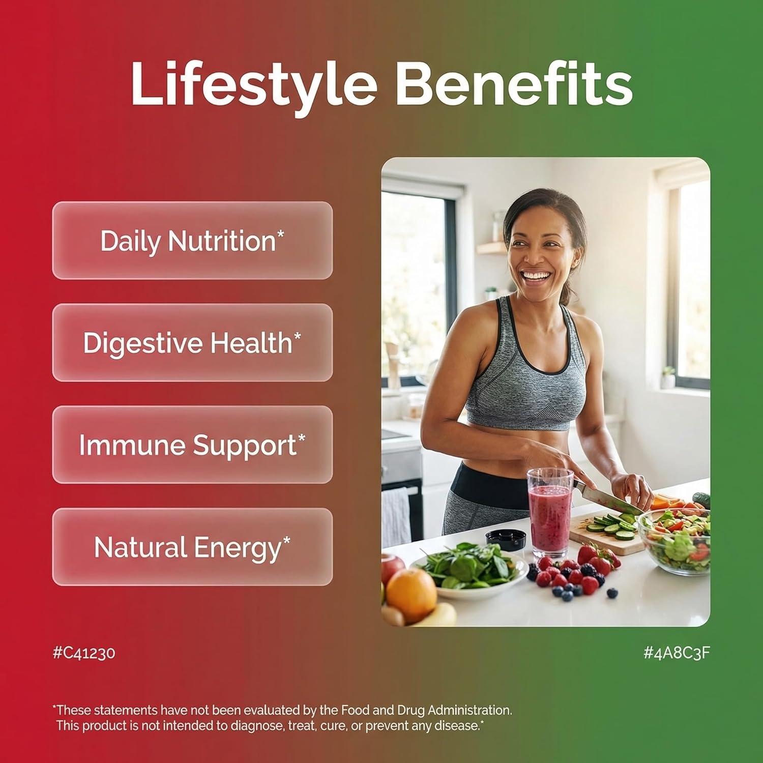 image:imageClean Nutraceuticals Fruits and Veggies Supplement Reds amp Green Superfood Balance of Over 70 Fruit amp Vegetable Supplements Capsules with Probiotics Prebiotics Digestive Enzymes 120 Ct USA1