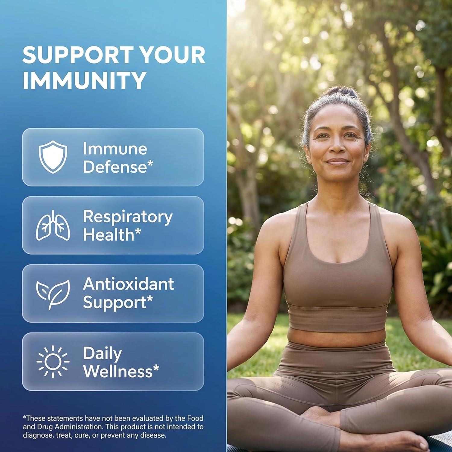 image:imageClean Nutraceuticals Immune Defense Support Supplement 8 in 1 with Zinc 50mg Quercetin VIT C 1000mg Vitamin D3 5000 IU Elderberry Ginger Immunity System Booster for Adults Vegan 60 Count1