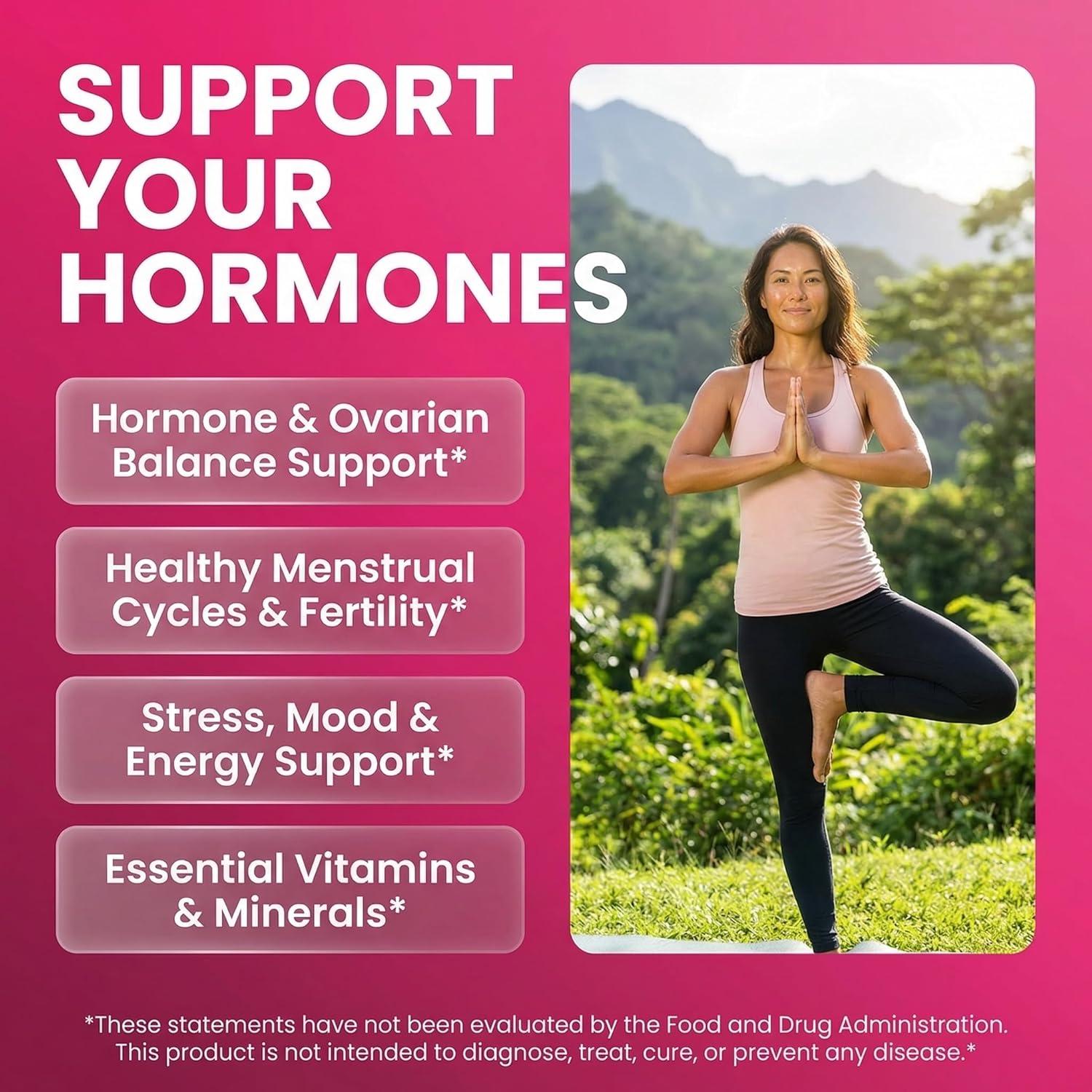image:imageMyo Inositol D Chiro Inositol Supplement for Women Hormone Balance with Magnesium Ashwagandha Vitamin D3 Folate Maca Root Chasteberry Evening Primrose Ovarian Support Capsules 120 Count