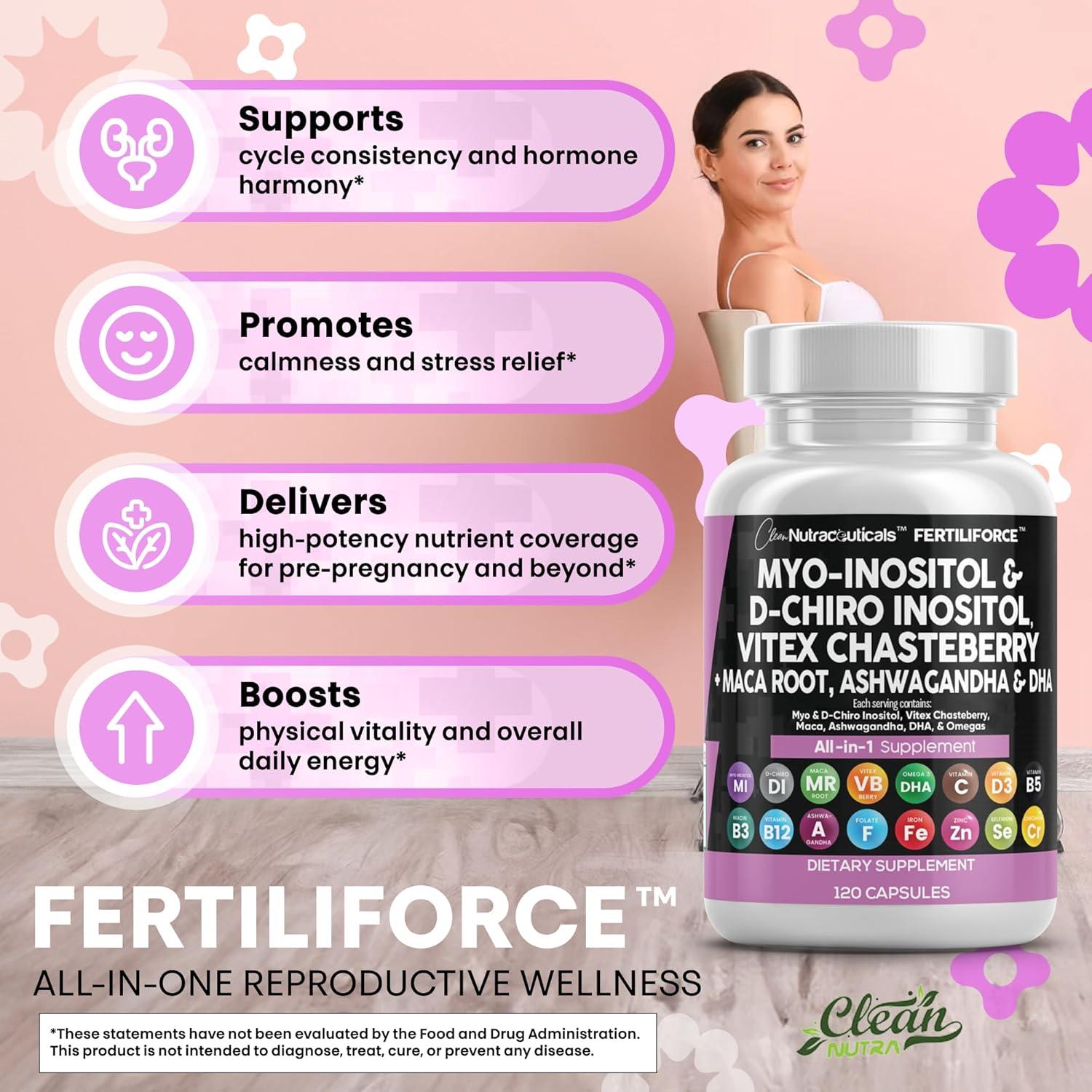 image:imageMyoInositol amp DChiro Inositol 2050mg Fertility Supplement 401 Ratio Prenatal Vitamins for Women with Ashwagandha Maca Root Vitex Chasteberry Iron DHA Folic Acid DIM Zinc 2Pack2