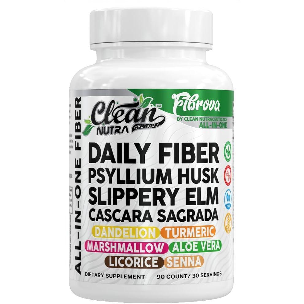 image:imageFiber Supplement Capsules Slippery Elm Psyllium Husk Cascara Sagrada Dandelion Root Turmeric Supplement Aloe Vera Licorice Senna Marshmallow Root Digestive Health Cleanse 90 Pills by Clean Nutra