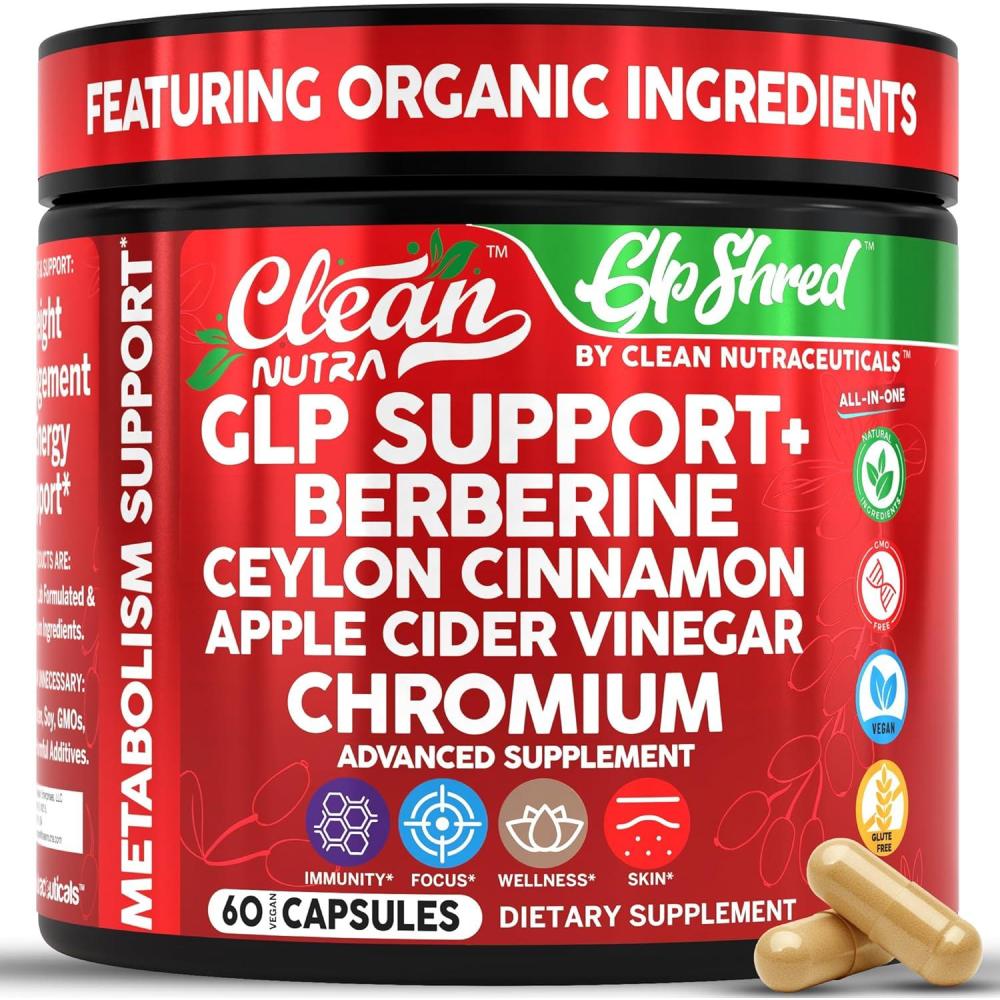 image:imageGLP1 Supplement Berberine Ceylon Cinnamon Apple Cider Vinegar Chromium Turmeric Gut Health Digestive Balance 60 Vegan Capsules by Clean Nutra