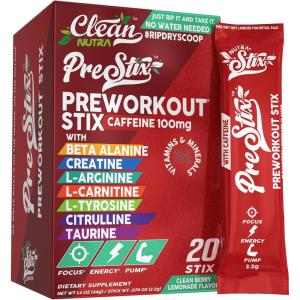 Clean Nutraceuticals Pre Workout Powder Energy Sticks – Caffeine 100mg, Energy Drink Mix, Creatine Monohydrate, Beta Alanine, L-Citrulline, L-Tyrosine, L-Carnitine, Electrolyte Hydration Packets 20 Ct(1)