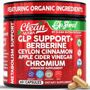 GLP1 Supplement Berberine Ceylon Cinnamon Apple Cider Vinegar Chromium Turmeric Gut Health Digestive Balance 60 Vegan Capsules by Clean Nutra