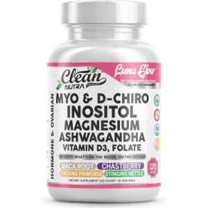 Myo Inositol D Chiro Inositol Supplement for Women – Hormone Balance with Magnesium Ashwagandha Vitamin D3 Folate Maca Root Chasteberry Evening Primrose | Ovarian Support Capsules 120 Count